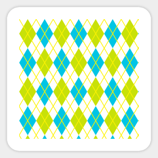 Argyle Lime Teal  Aqua Gold  White Yellow Punk Rock Retro Sticker